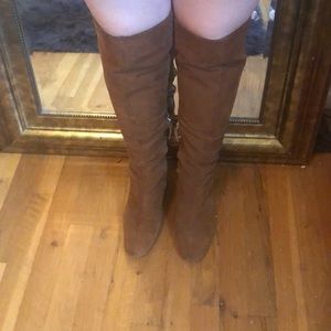 ZARA TALL CHESTNUT SUEDE LACE UP BOOTS